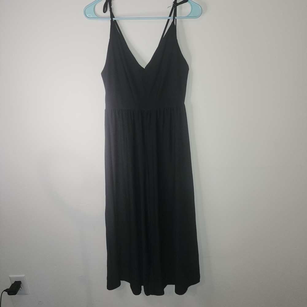 Poof New York Women's Black V-neck Spaghetti Strap Wide Leg Jumpsuit Size Medium